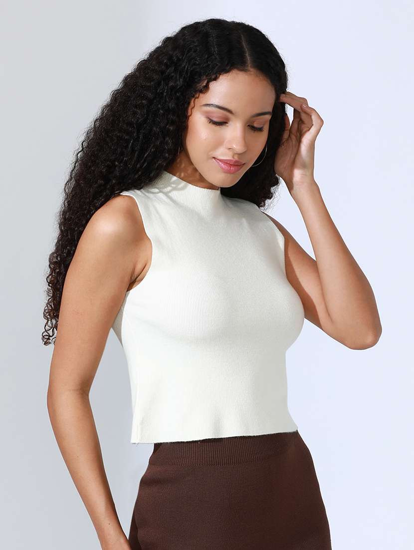 women white solid sleeveless top - 22086347 -  Standard Image - 4