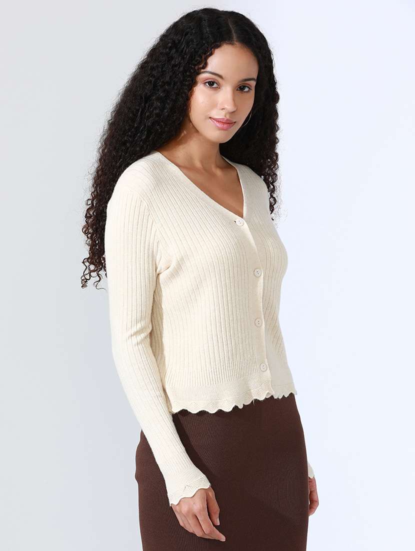 women beige solid long sleeve regular top - 22086348 -  Standard Image - 1