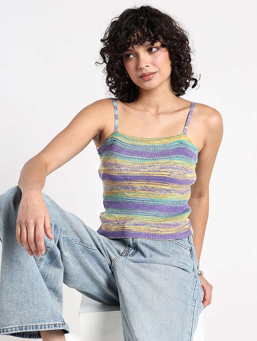 women printed shoulder strap tank top