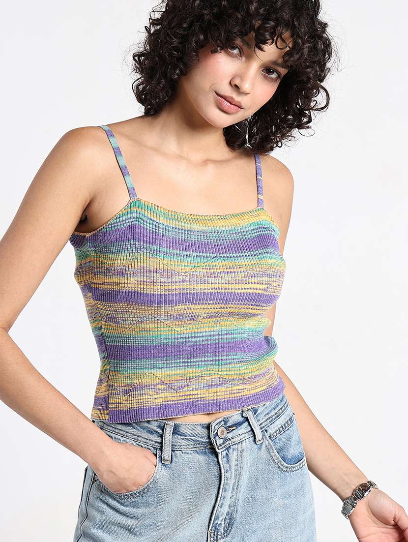 women printed shoulder strap tank top - 22086349 - Standard Image - 1