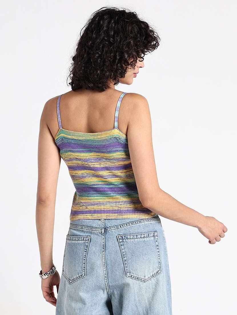 women printed shoulder strap tank top - 22086349 - Standard Image - 4
