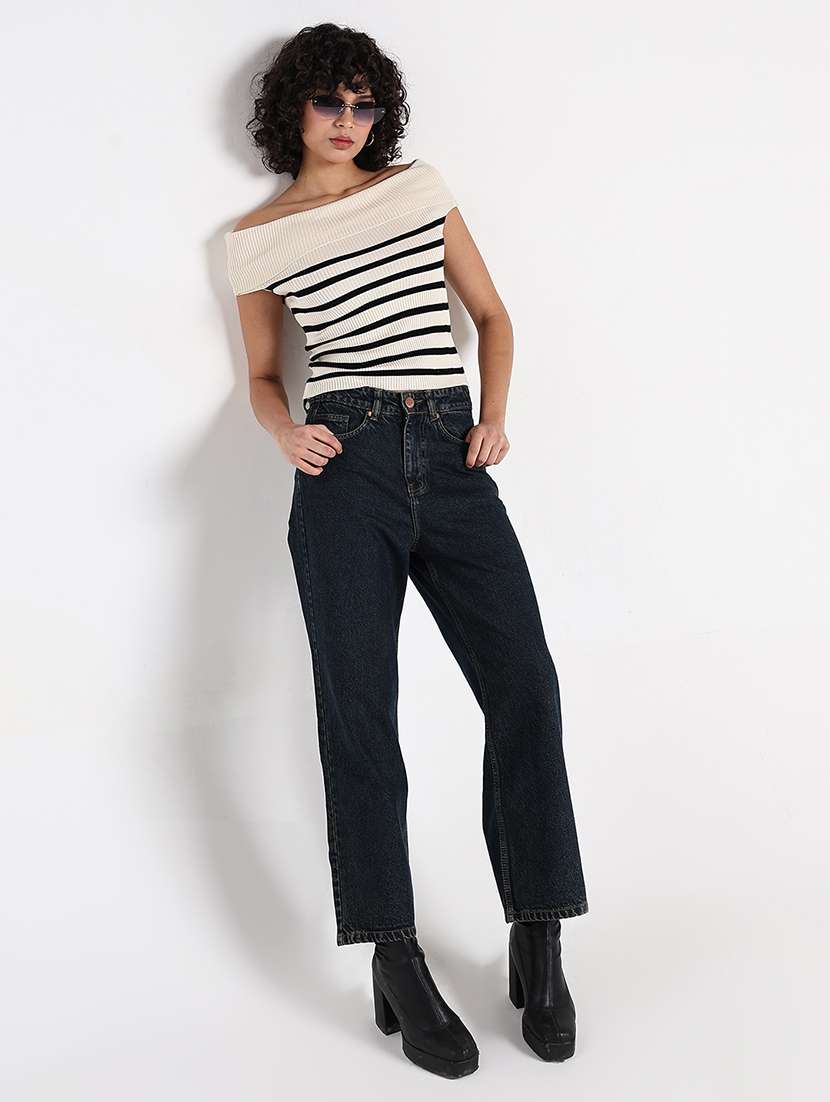 women striped off shoulder regular top  - 22086357 -  Standard Image - 6