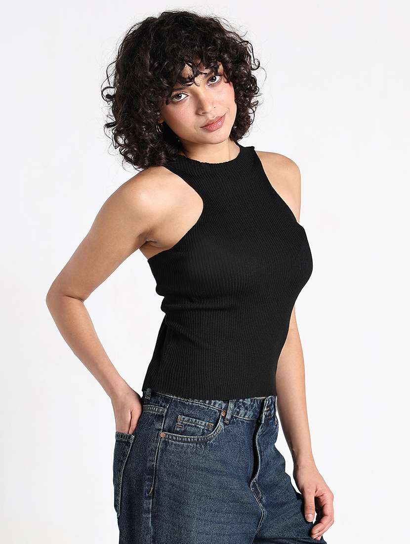 women black solid sleeveless tank top - 22086359 -  Standard Image - 1