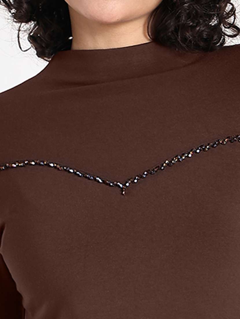 women brown solid long sleeev regular top - 22086367 -  Standard Image - 6