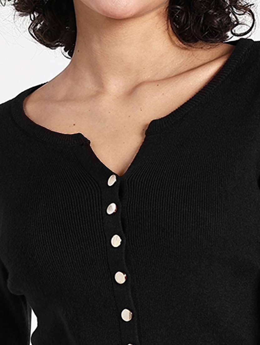 women black solid long sleeve regular top - 22086376 -  Standard Image - 4