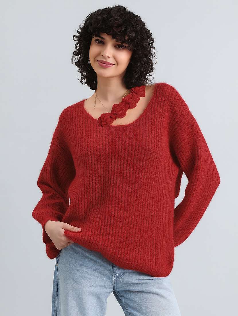 women self designed long sleeve pullover - 22086384 - Standard Image - 1