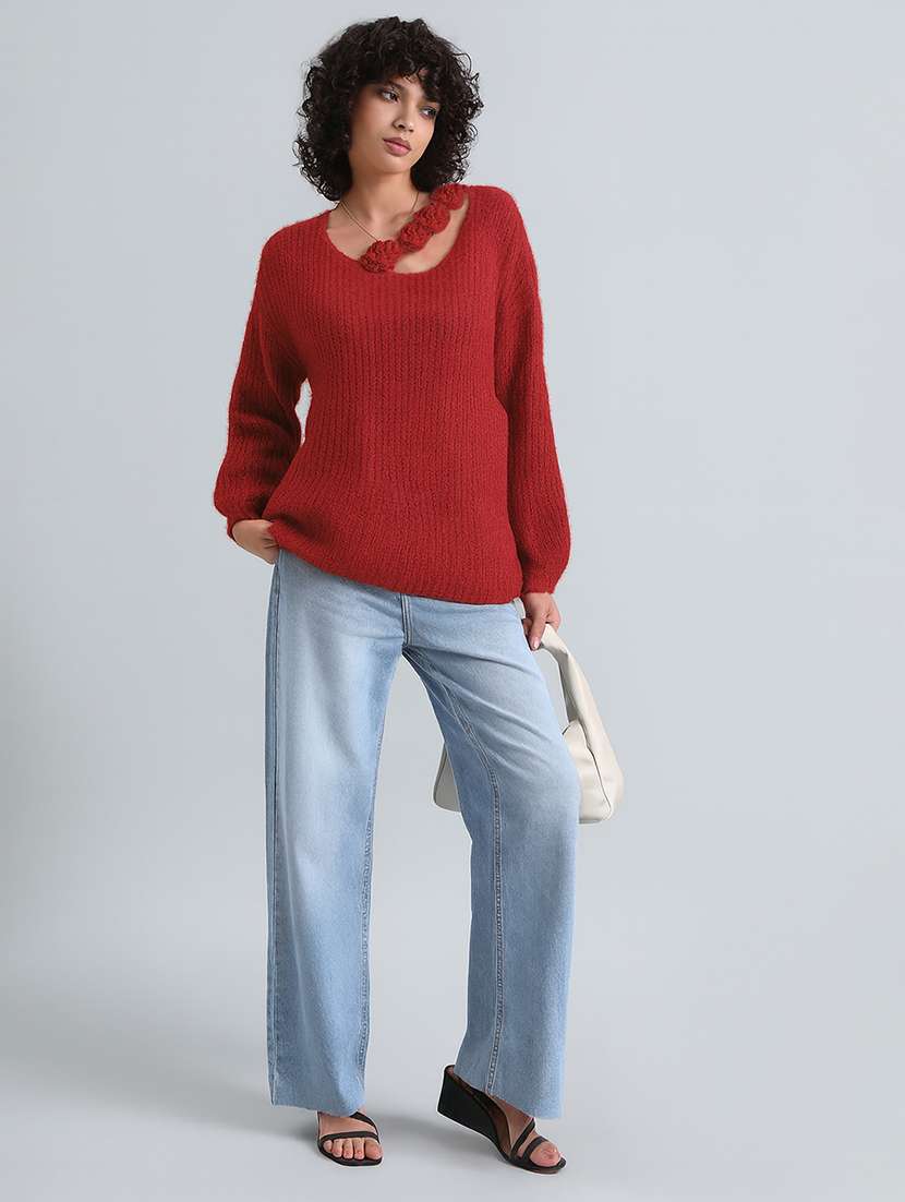 women self designed long sleeve pullover - 22086384 - Standard Image - 4