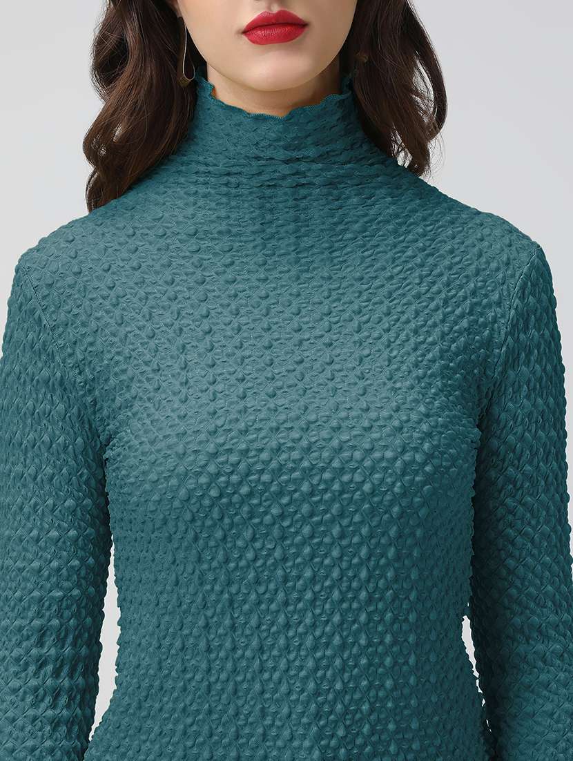 women self designed mock neck long sleeve top - 22086404 -  Standard Image - 4