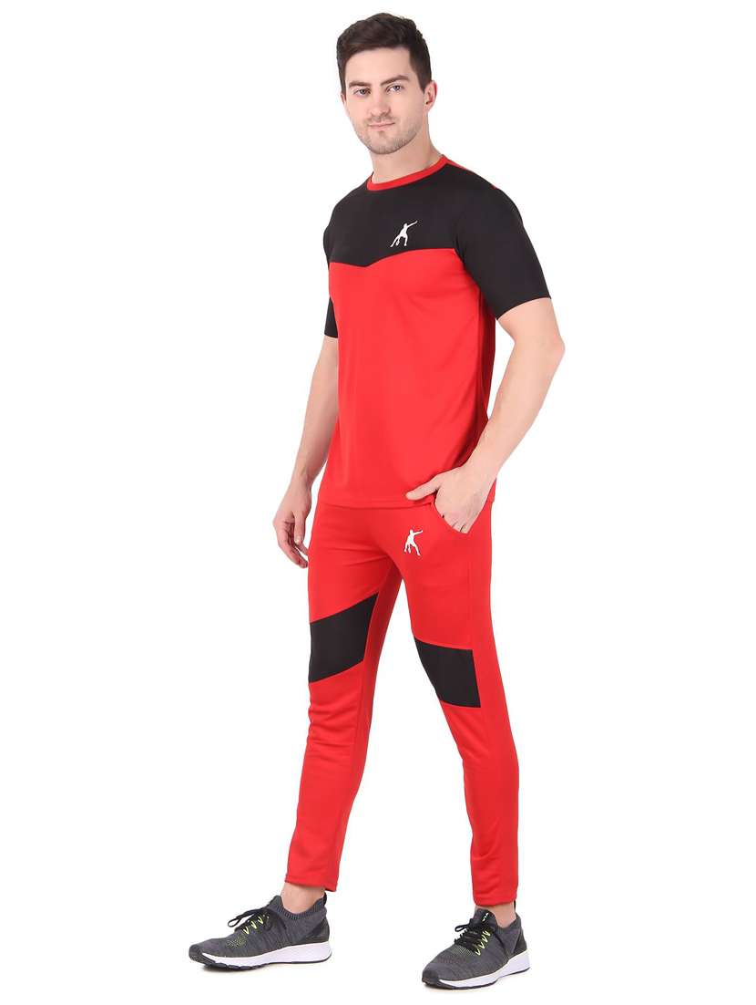 men color block track pant & t-shirt athleisure set - 22086416 - Standard Image - 1