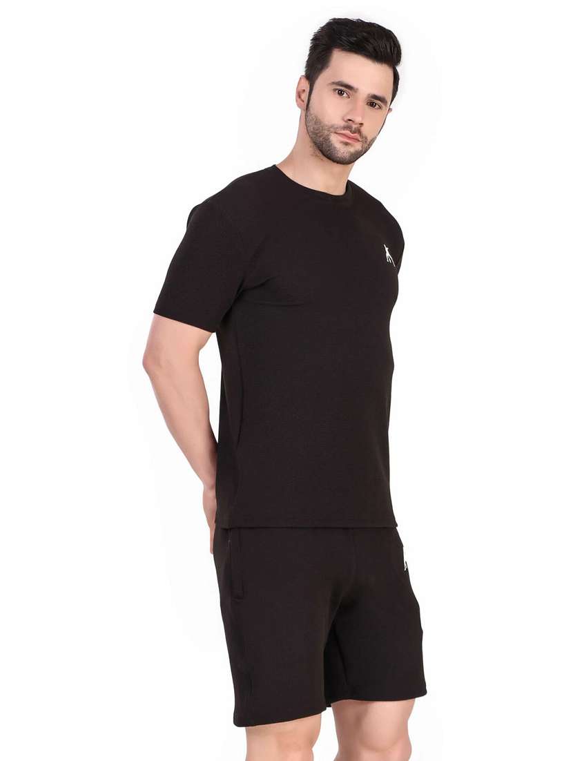 men solid shorts & t-shirt athleisure set - 22086419 - Standard Image - 1