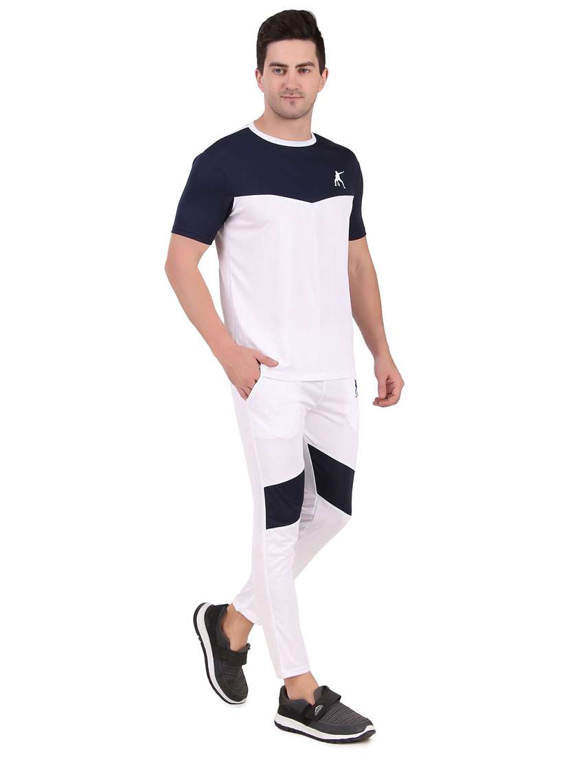 men color block track pant & t-shirt athleisure set - 22086424 - Standard Image - 1