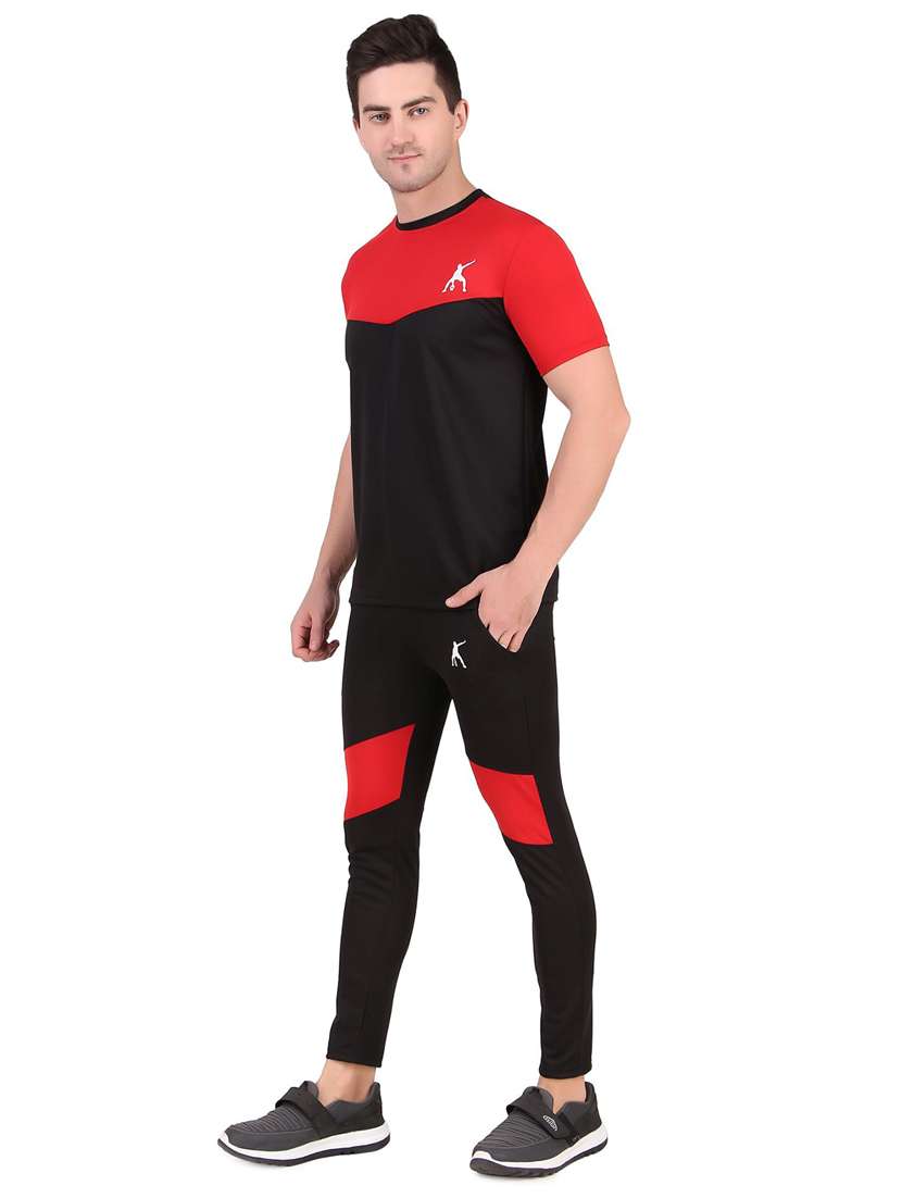 men color block track pant & t-shirt athleisure set - 22086460 - Standard Image - 1