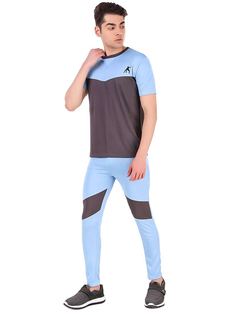men color block track pant & t-shirt athleisure set - 22086479 - Standard Image - 1