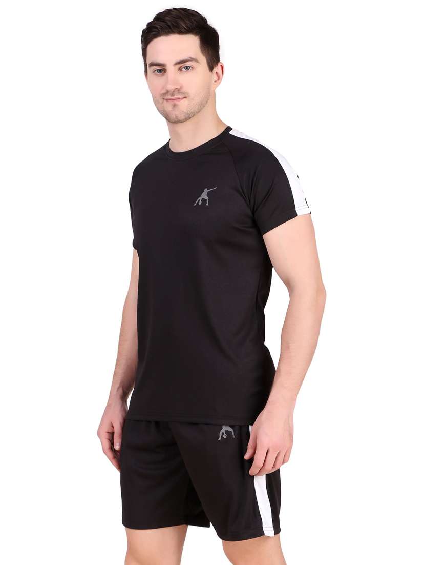 men solid shorts & t-shirt athleisure set - 22086485 - Standard Image - 1