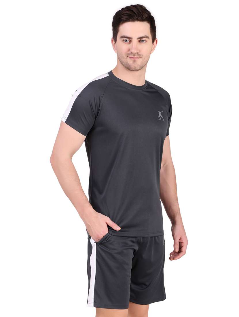 men solid shorts & t-shirt athleisure set - 22086486 - Standard Image - 1
