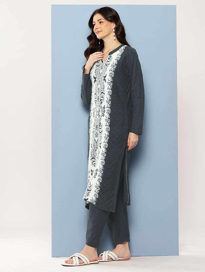 women self design long sleeve kurta pant with dupatta set - 22086506 -  Standard Image - 1