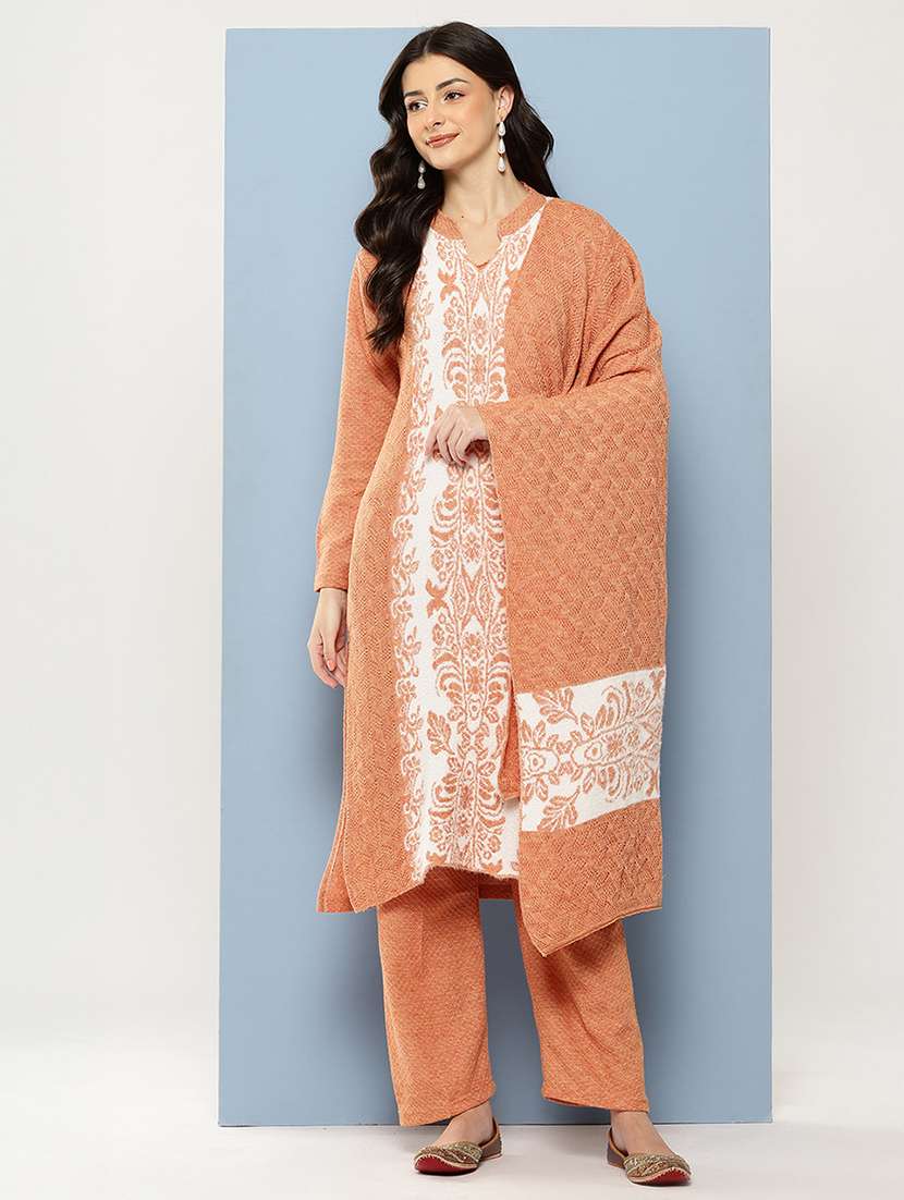 women self design long sleeve kurta pant with dupatta set - 22086508 -  Standard Image - 1