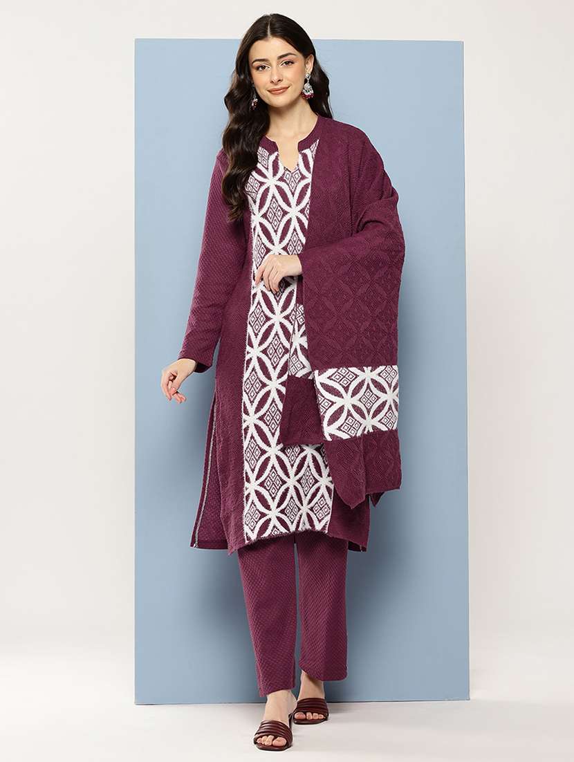 women self design long sleeve kurta pant with dupatta set - 22086510 -  Standard Image - 1