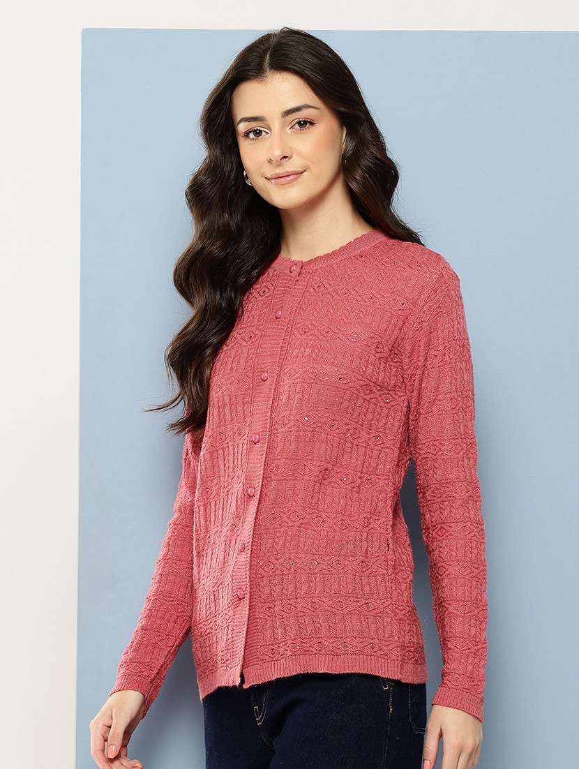 women self designed long sleeve cardigan - 22086520 -  Standard Image - 1