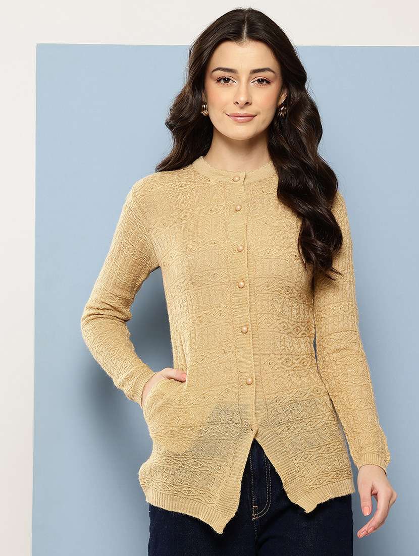 women self designed long sleeve cardigan