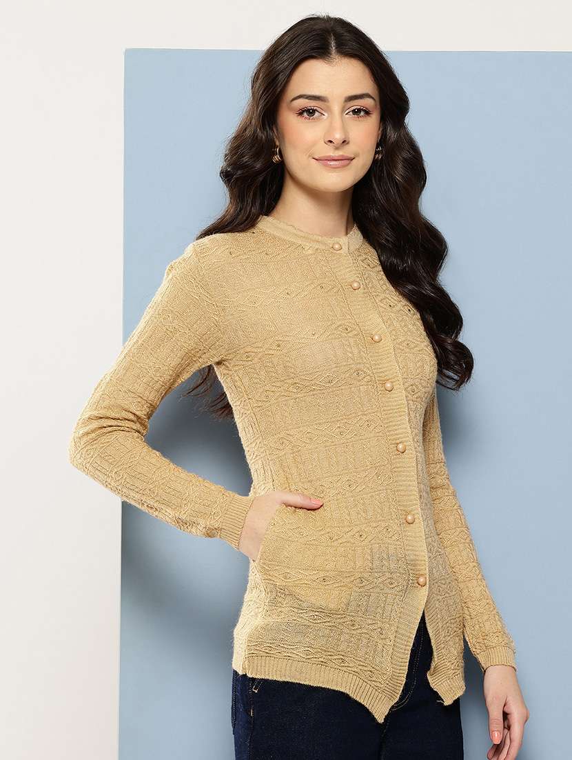 women self designed long sleeve cardigan - 22086521 -  Standard Image - 1