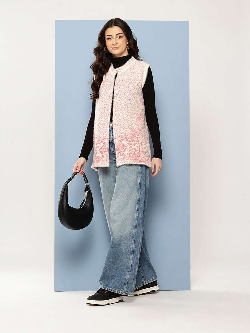 women self designed sleeveless cardigan - 22086531 -  Standard Image - 4