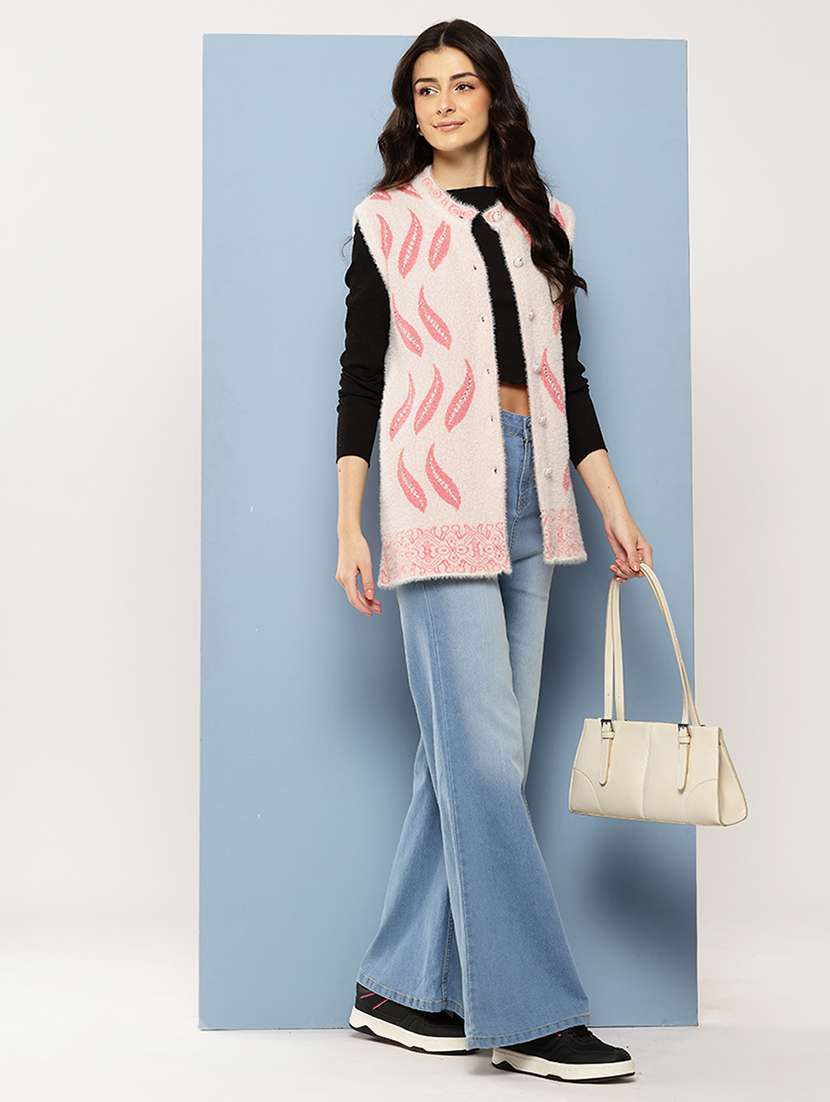 women self designed sleeveless cardigan - 22086544 -  Standard Image - 4