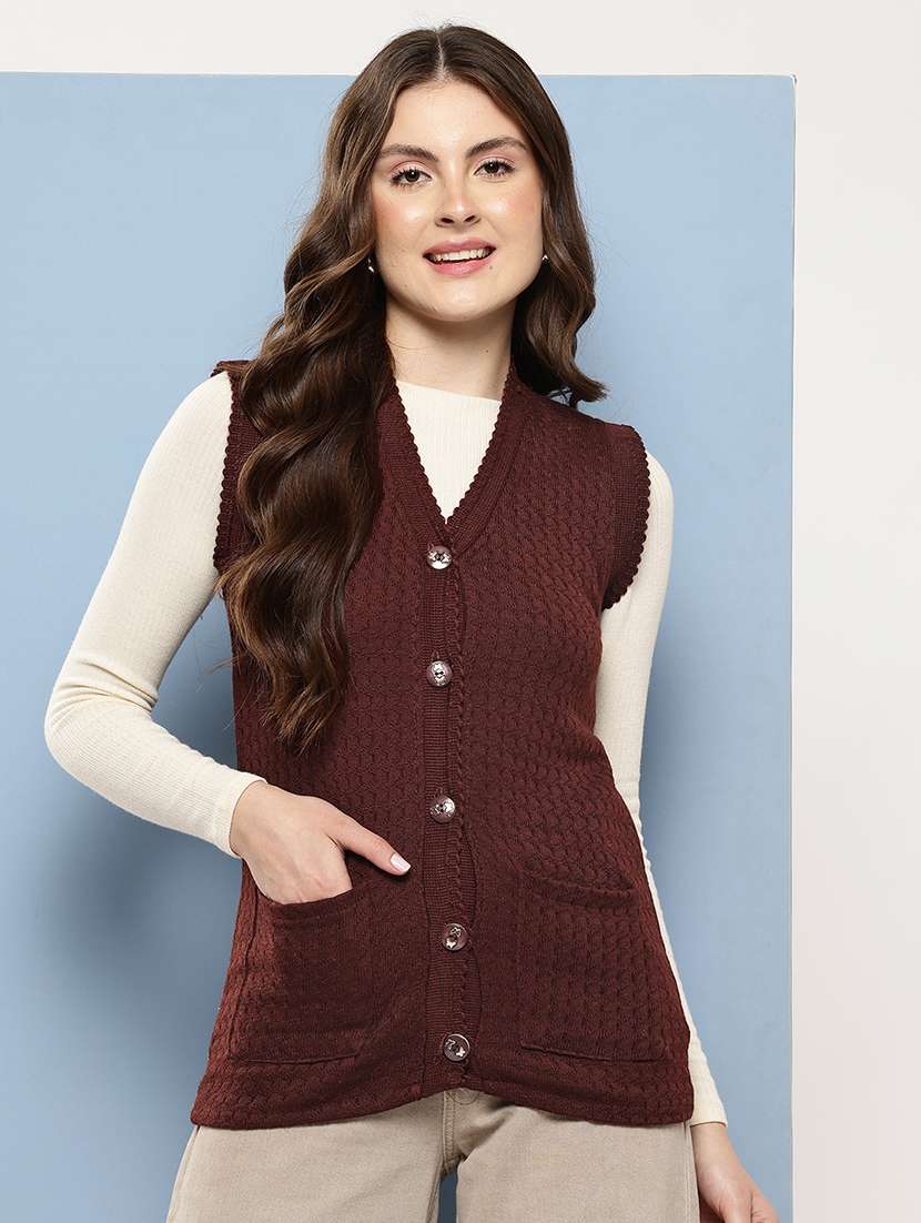 women self designed sleeveless cardigan