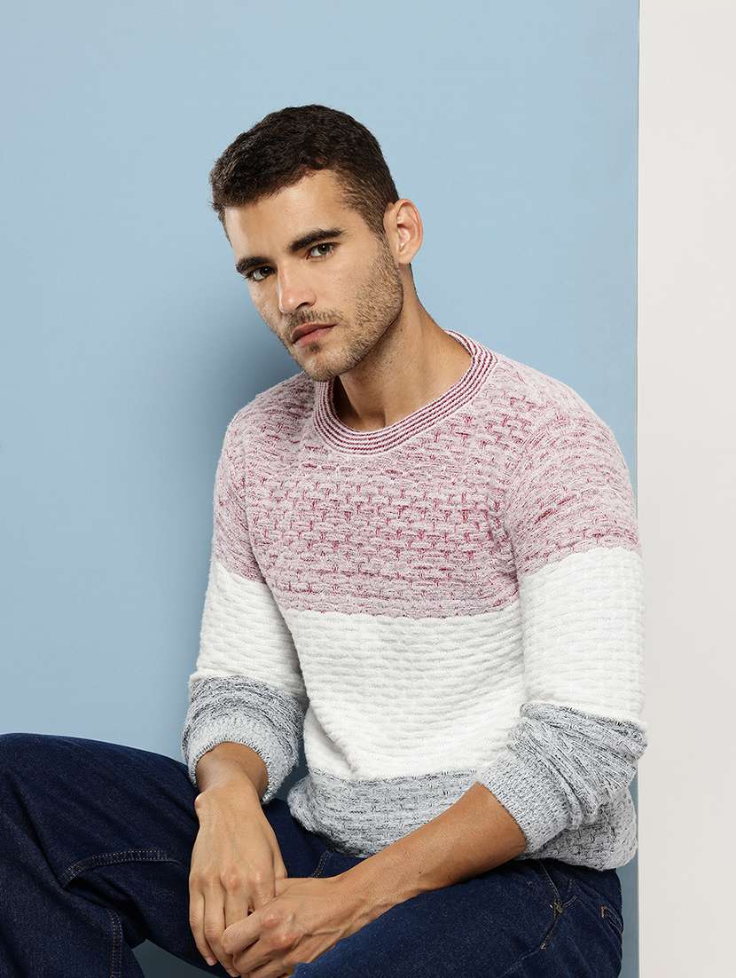men self design long sleeve regular fit pullover - 22086588 - Standard Image - 1