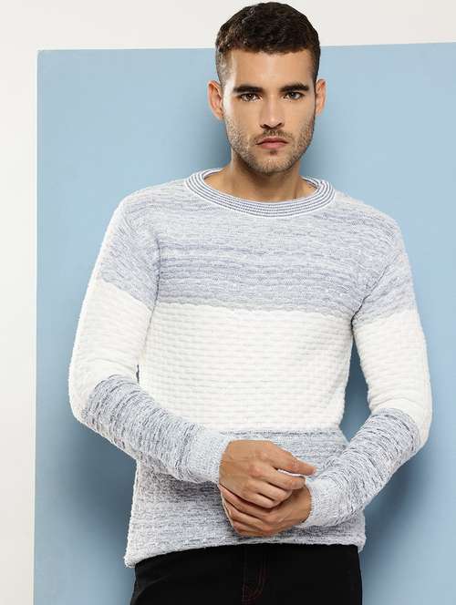 men self design long sleeve regular fit pullover - 22086589 - Standard Image - 0