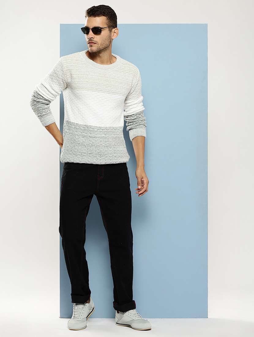 men self design long sleeve regular fit pullover - 22086590 - Standard Image - 4