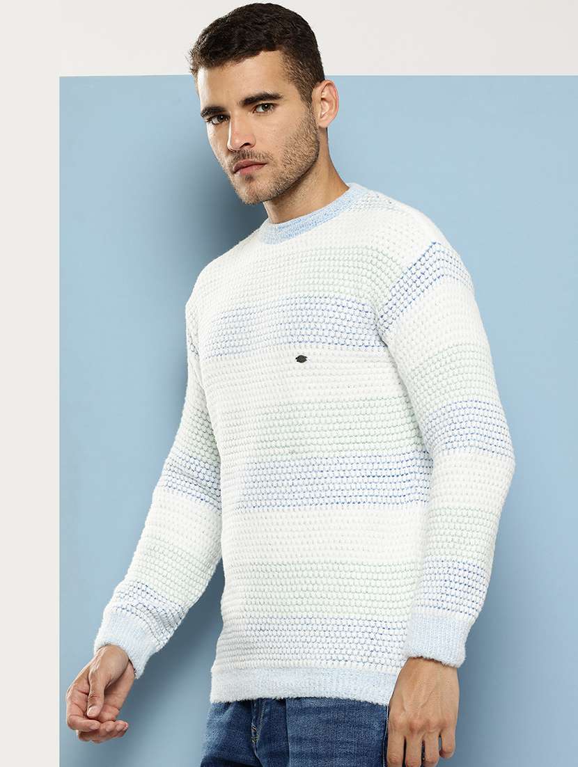 men self design long sleeve regular fit pullover - 22086595 - Standard Image - 1