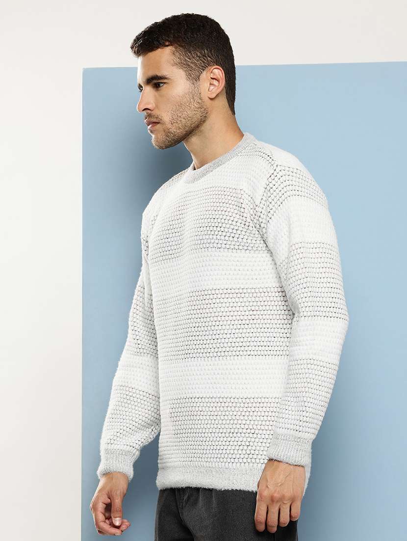 men self design long sleeve regular fit pullover - 22086596 - Standard Image - 1