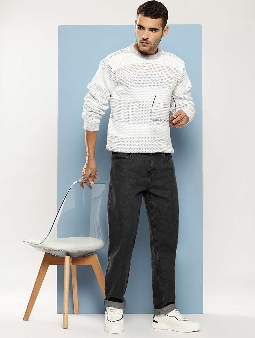 men self design long sleeve regular fit pullover - 22086596 - Standard Image - 4