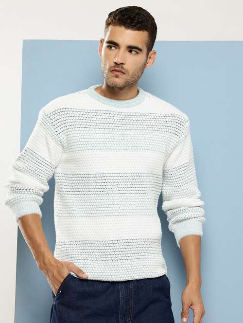men self design long sleeve regular fit pullover - 22086597 - Standard Image - 0