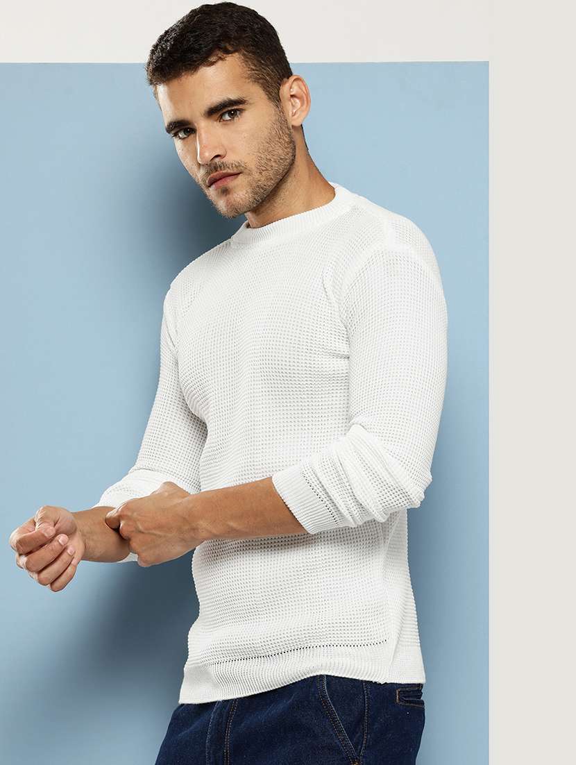 men self design long sleeve regular fit pullover - 22086598 - Standard Image - 1