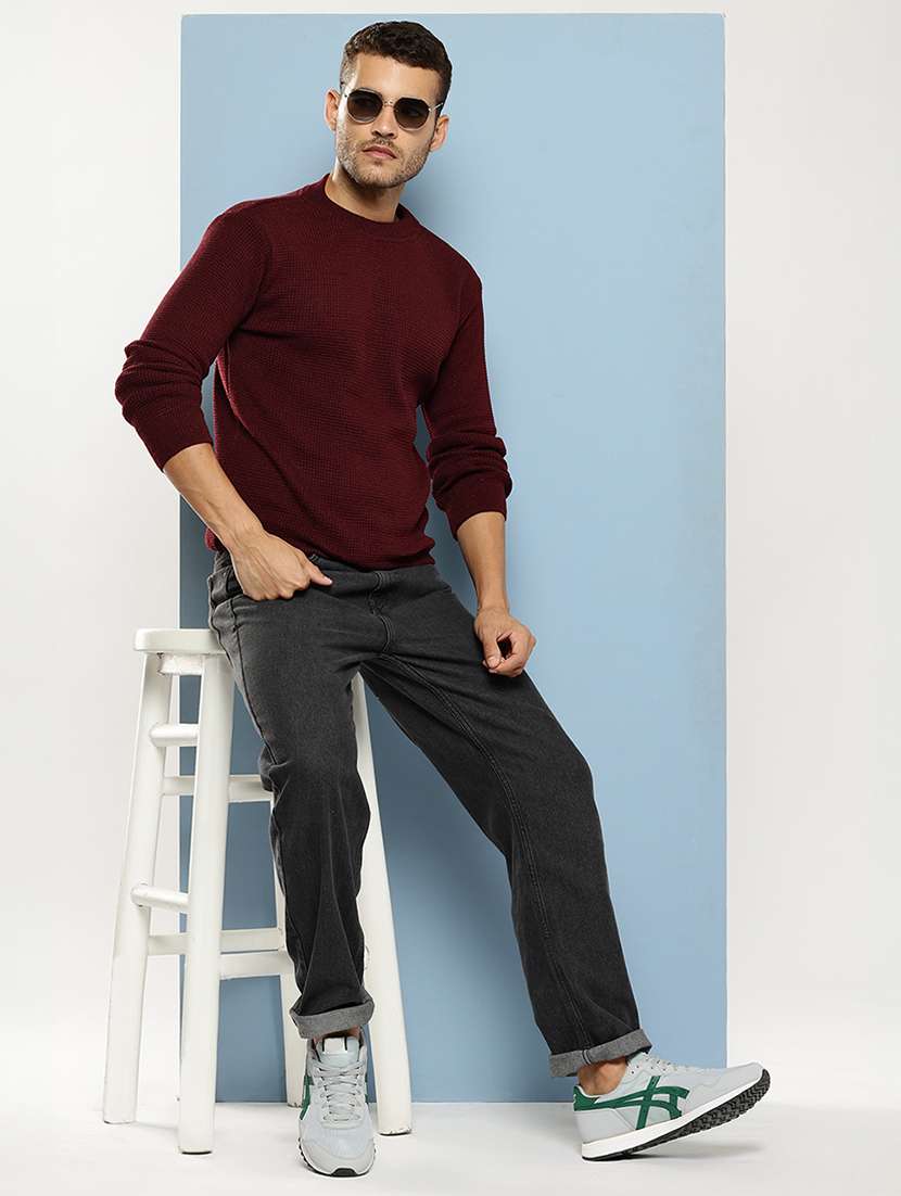 men self design long sleeve regular fit pullover - 22086599 - Standard Image - 4