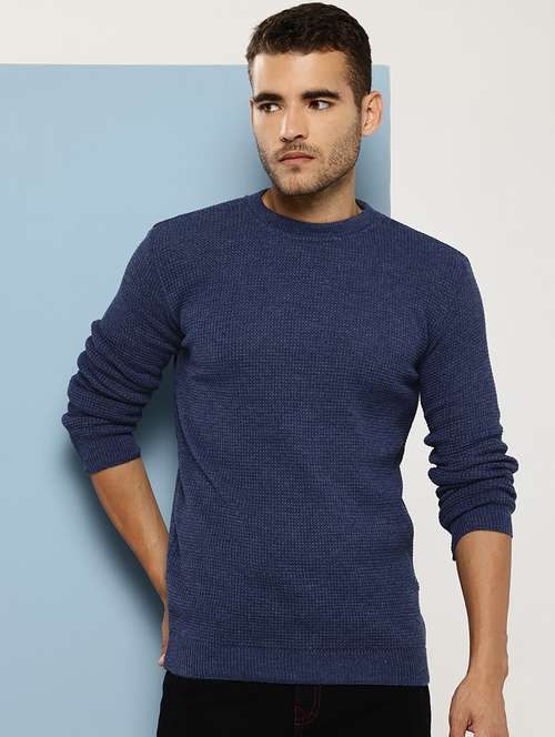 men self design long sleeve regular fit pullover - 22086602 - Standard Image - 0