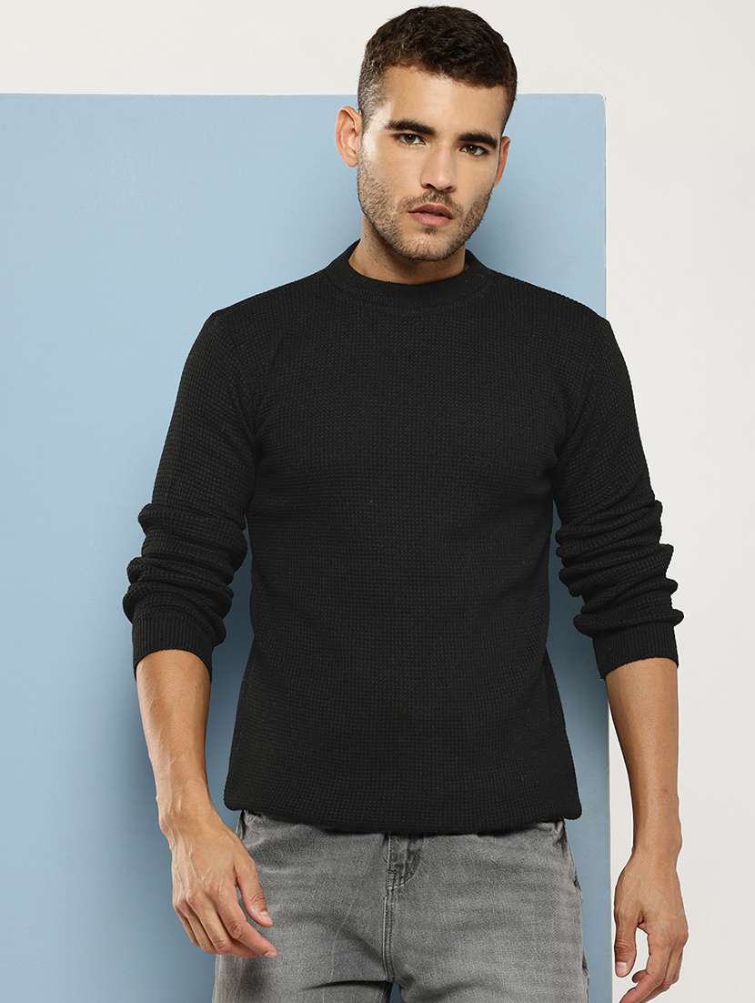 men self design long sleeve regular fit pullover - 22086603 - Zoom Image - 0