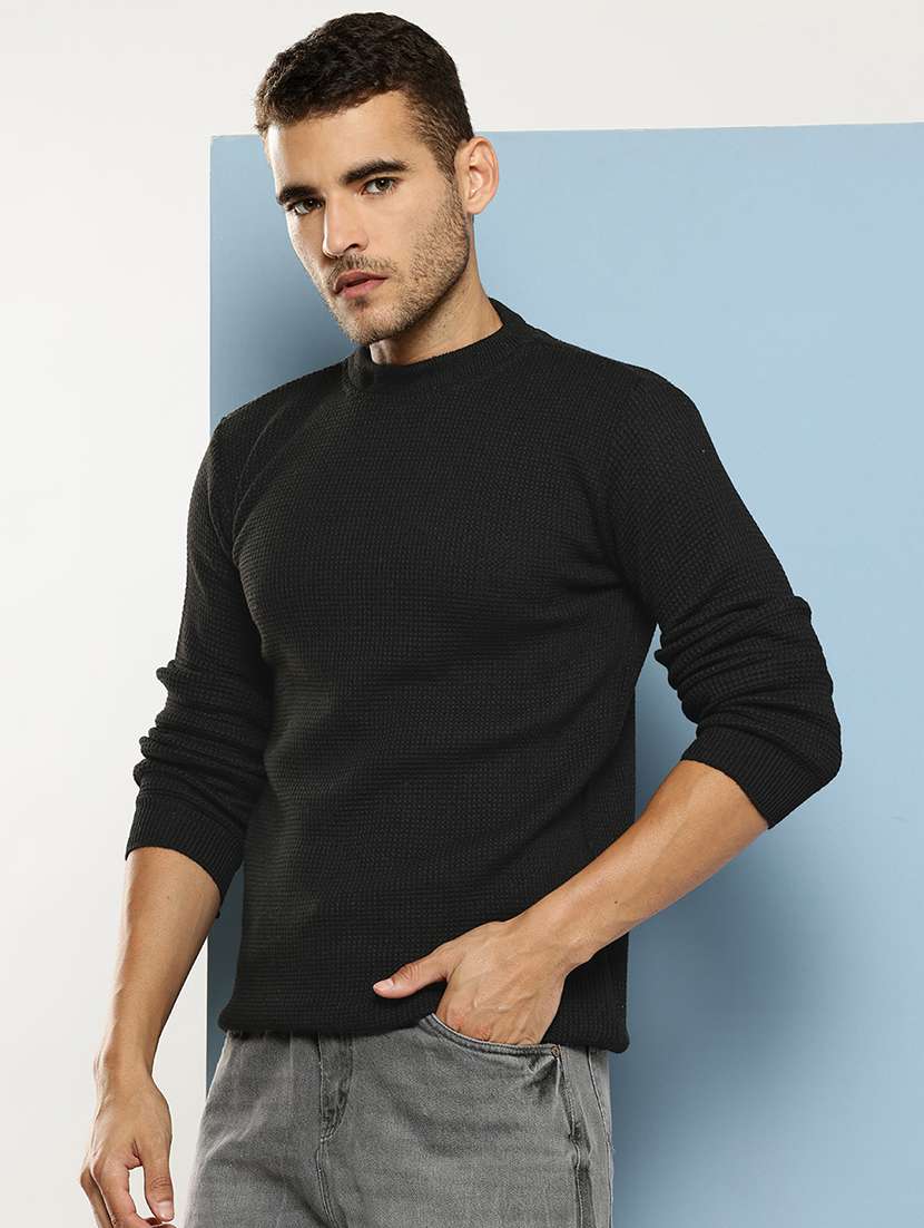 men self design long sleeve regular fit pullover - 22086603 - Standard Image - 1