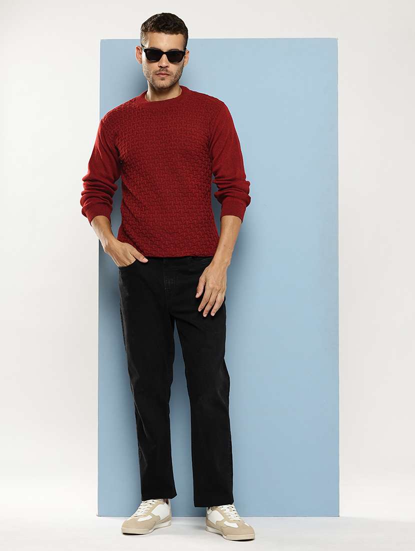 men self design long sleeve regular fit pullover - 22086610 - Standard Image - 4