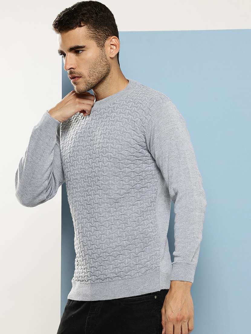 men self design long sleeve regular fit pullover - 22086611 - Standard Image - 1