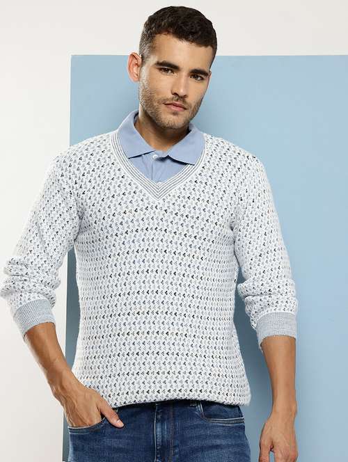 men self design long sleeve regular fit pullover - 22086613 - Standard Image - 0