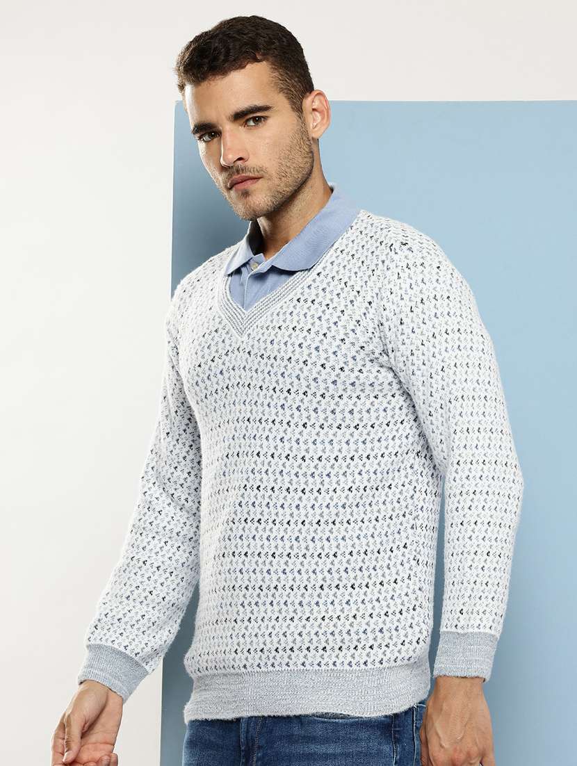 men self design long sleeve regular fit pullover - 22086613 - Standard Image - 1