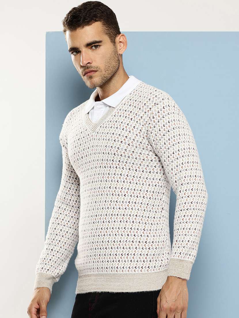 men self design long sleeve regular fit pullover - 22086614 - Standard Image - 1