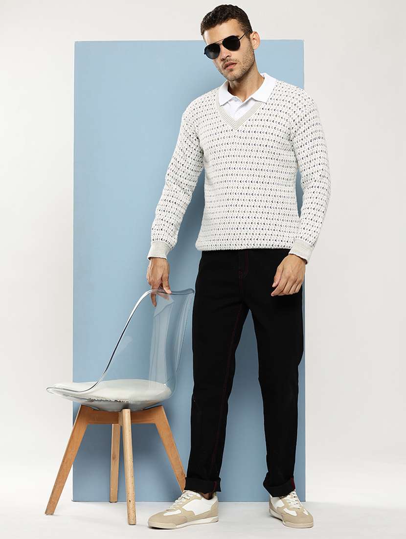 men self design long sleeve regular fit pullover - 22086615 - Standard Image - 4