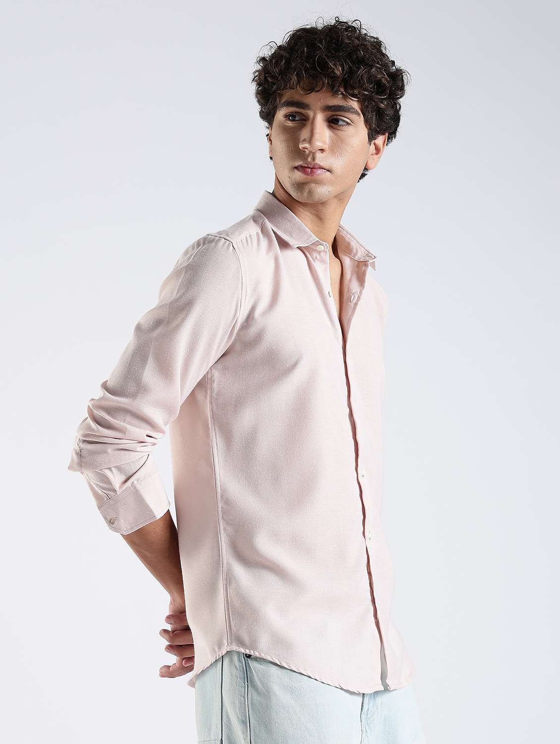 men solid long sleeve slim fit casual shirt - 22086623 - Standard Image - 1