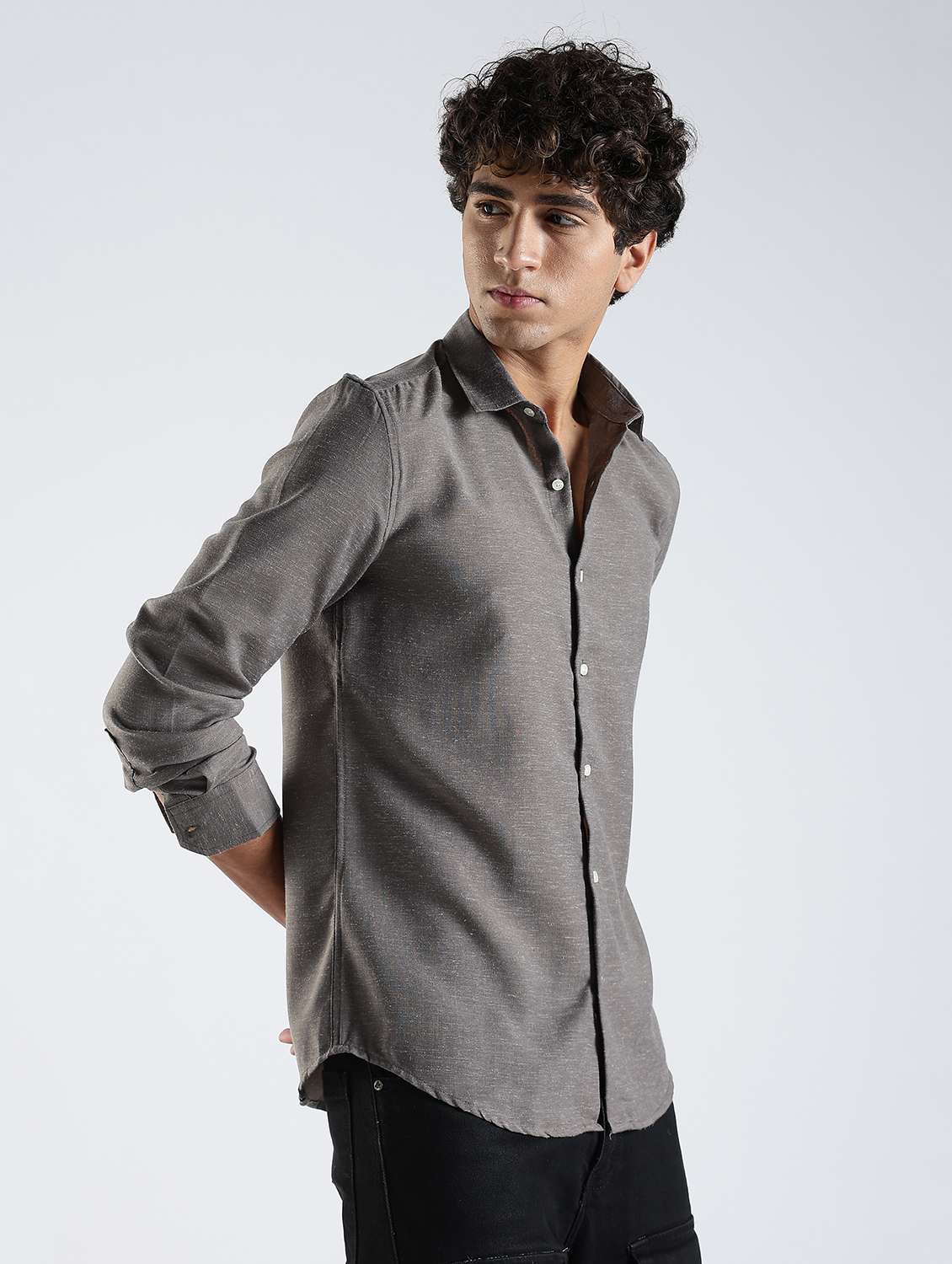men solid long sleeve slim fit casual shirt - 22086628 -  Standard Image - 1