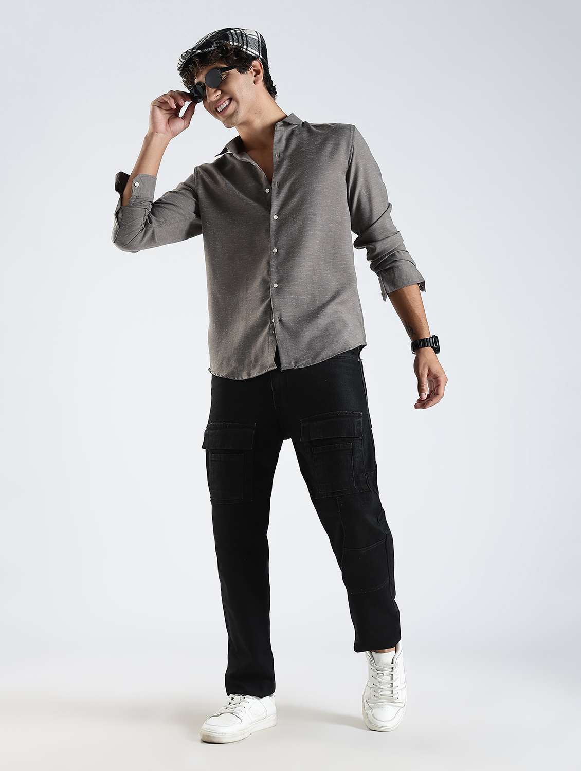 men solid long sleeve slim fit casual shirt - 22086628 -  Standard Image - 4