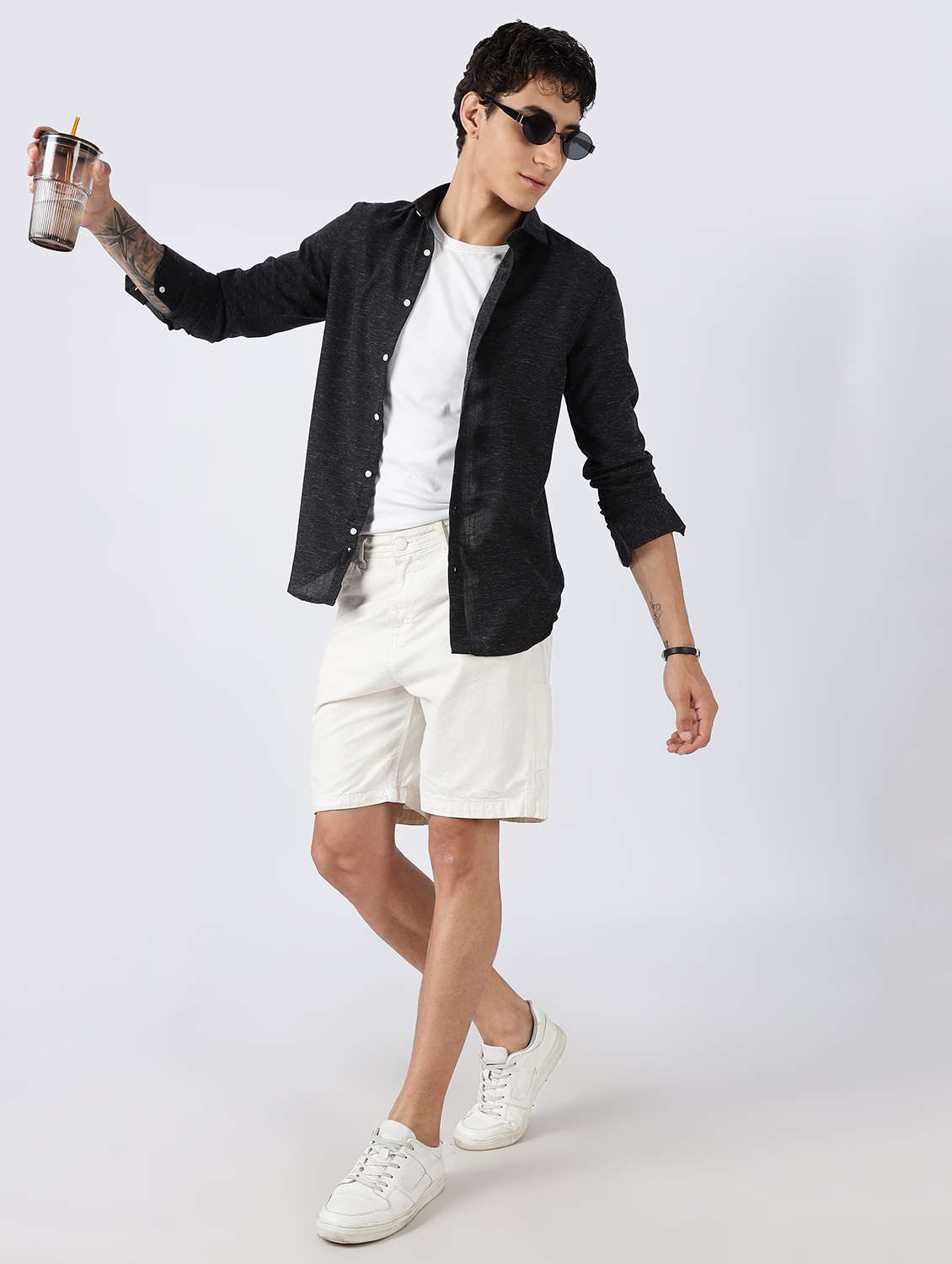 men solid long sleeve slim fit casual shirt - 22086630 - Standard Image - 4